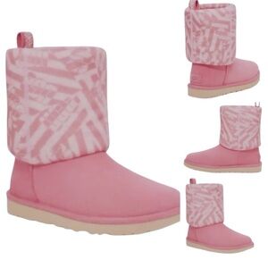NEW UGG Classic Short Jersey Stripe Blush Boots - Women’s Size 6